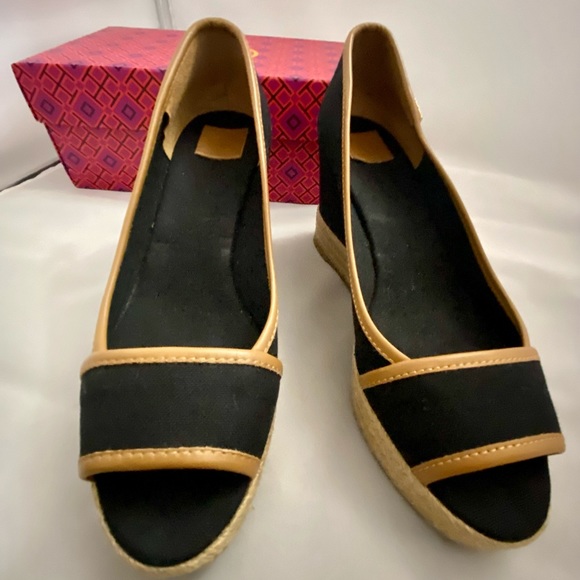 Tory Burch Canvas Peep Toe Espadrilles Wedges - Picture 4 of 6
